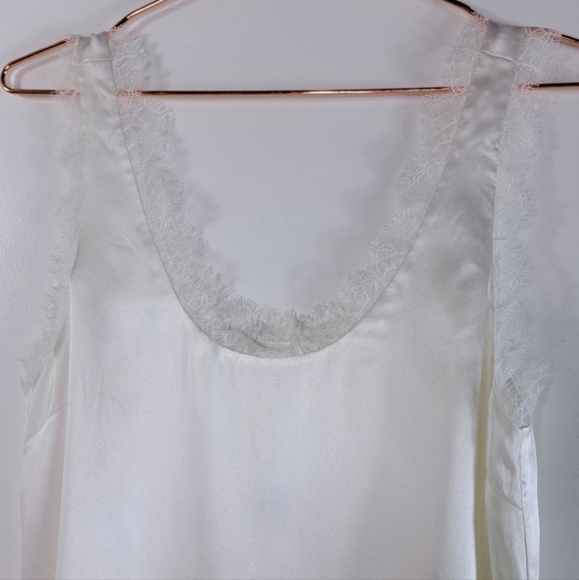 Cami NYC White Britney Silk Tank With Lace Size Small - Picture 12 of 12